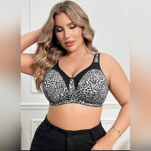 Shein Splice Leopard Print Wireless/Padless Bralette Women's 1XL New In Package